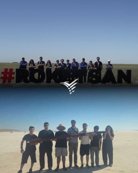 The team and our rocket at the launch site