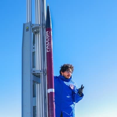 Our rocket on the launch rail